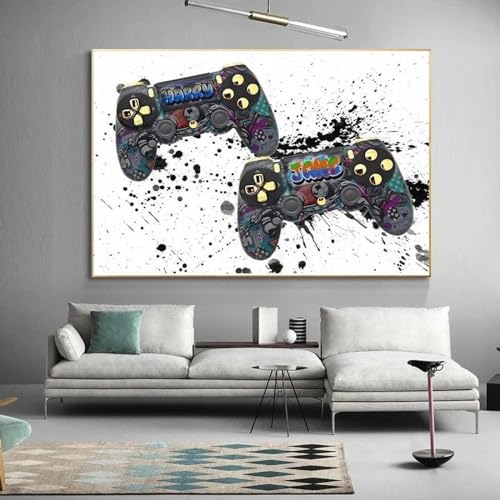 Toile PlayStation Graffiti 50x75cm pour habiller un mur vide avec cadre interne