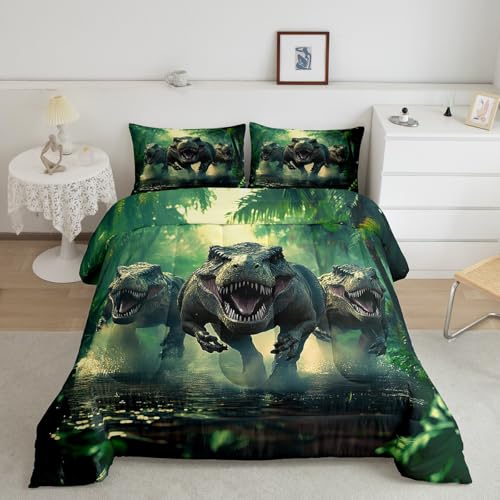 Image of Feelyou Dino Dinosaur Comforter Set Queen Size Kids Boys Bedding