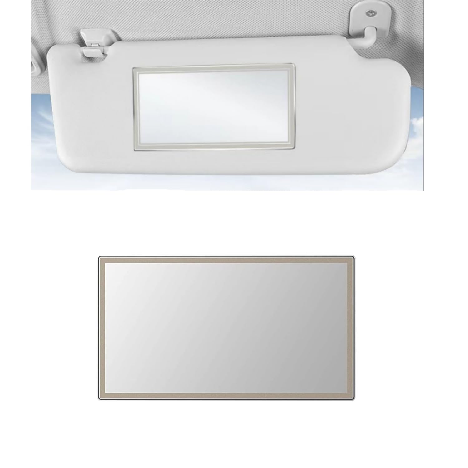 Samochodowa osłona przeciwsłoneczna, HD do makijażu, przenośne samoprzylepne lusterko kosmetyczne ze stali nierdzewnej, 150 x 80 mm