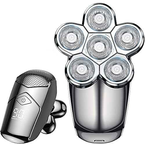 Head Shaver, 5-in-1 Shaver for Bald Men with LED Display, Versatile 6D Floating, Waterproof Design for Hair, Beards, Nasal Hair, and Facial Cleansing
