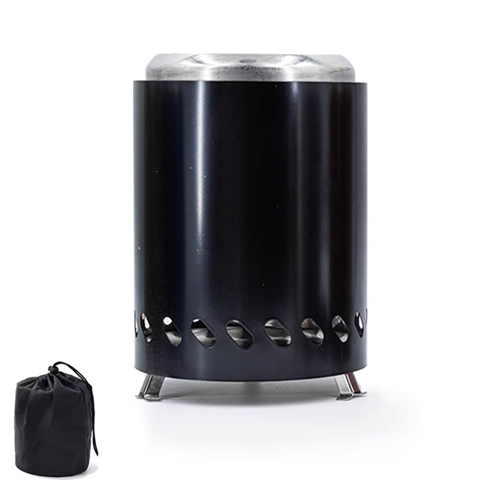 Stufa a Legna Portatile, Stufe a Legna da Campeggio in Acciaio Inox 304, per Cucinare All'aperto, Escursioni, Sopravvivenza di Emergenza(Black)