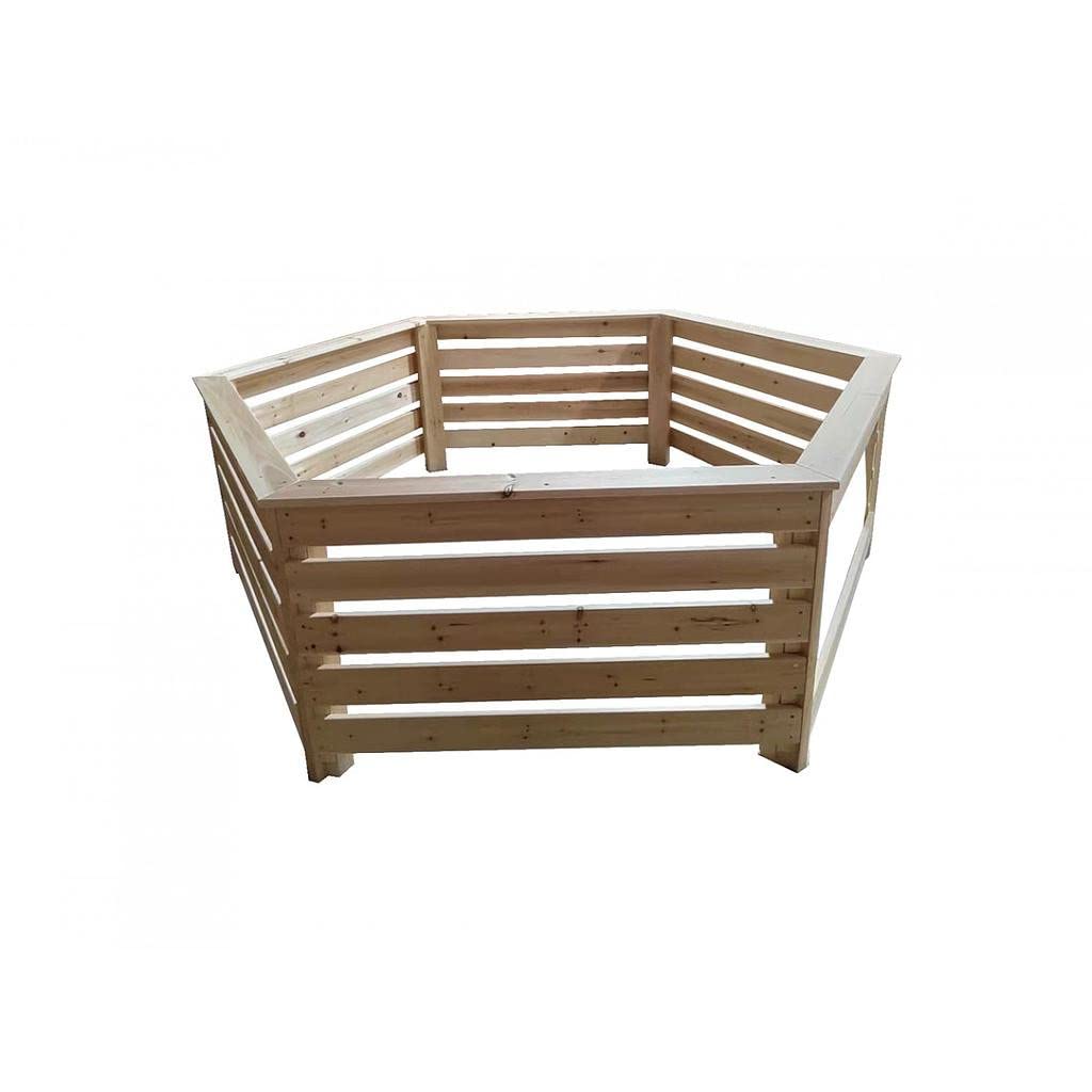Habillage Habrita Foresta Hab 2620 BN Bois Hexagonal pour spas et piscines gonflables 2,​63x2,​09x0,​71m