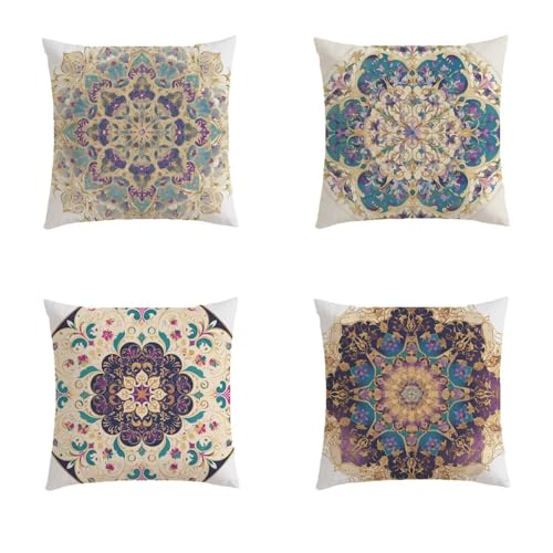Housse coussin 80x80cm imperméable mandala violet lot de 4 - 2