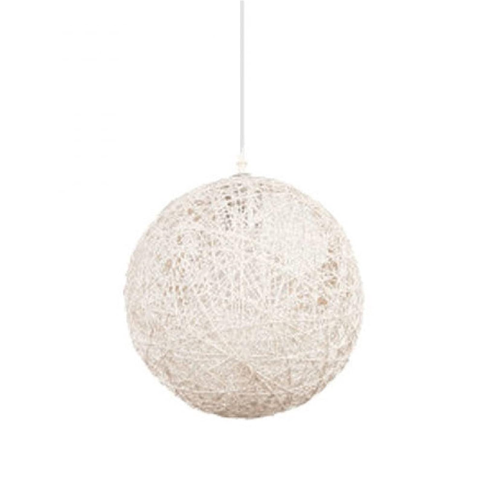 KHUKHU Modern Hand-Woven Pendant Lamp Fixture E27 Country Natural Bamboo Chandelier Wicker Rattan Globe Ball Style Ceiling Pendant Light Lampshade