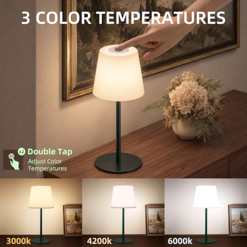 Image of EZVALO IP65 Waterproof Shower Lamp -Spa-Like Bathroom Lamp, Rechargeable Cordless Mood Light, 3 Color Temps for Relaxing Bathroom & Bathtub Experience 1 Pack (Green)