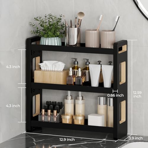UJQSUN Bathroom Counter Organizer,Bathroom Counter Shelf,Bathroom Organizers,Under Sink Organizer,Cologne Organizer For Men,Cologne Cabinet,Spice Rack Organizer for Cabinet,Gifts(Black 3 Tier) by UJQSUN - Image 2