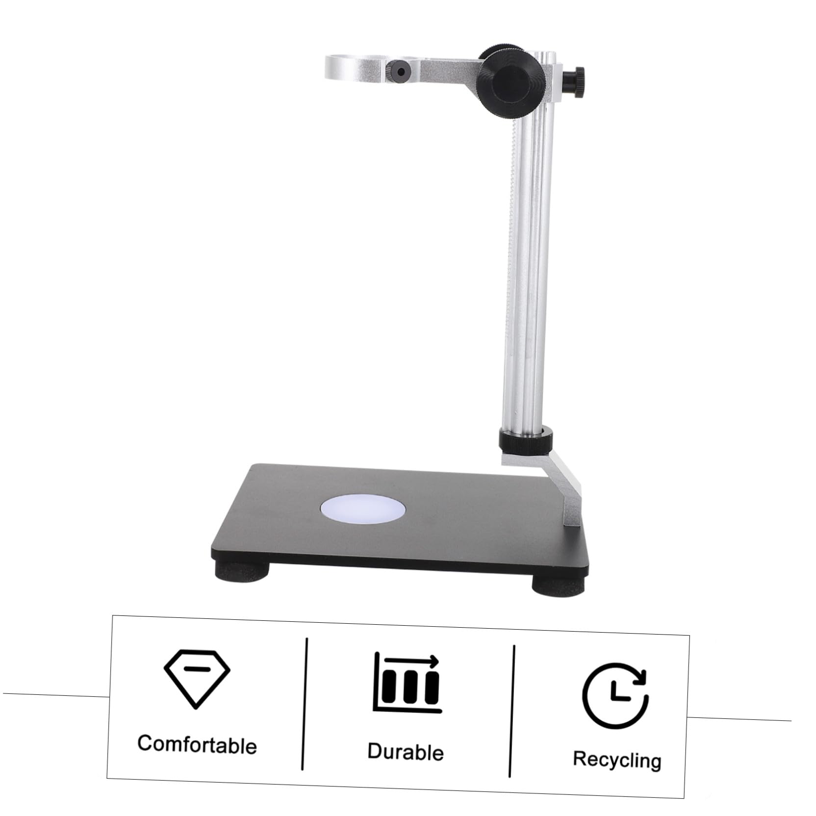 Ipetboom Supporto per Microscopio con Sollevamento Regolabile Base per Telecamera Industriale con Luminosa Integrata Supporto da Tavolo Stabile per Applicazioni Sperimentali e