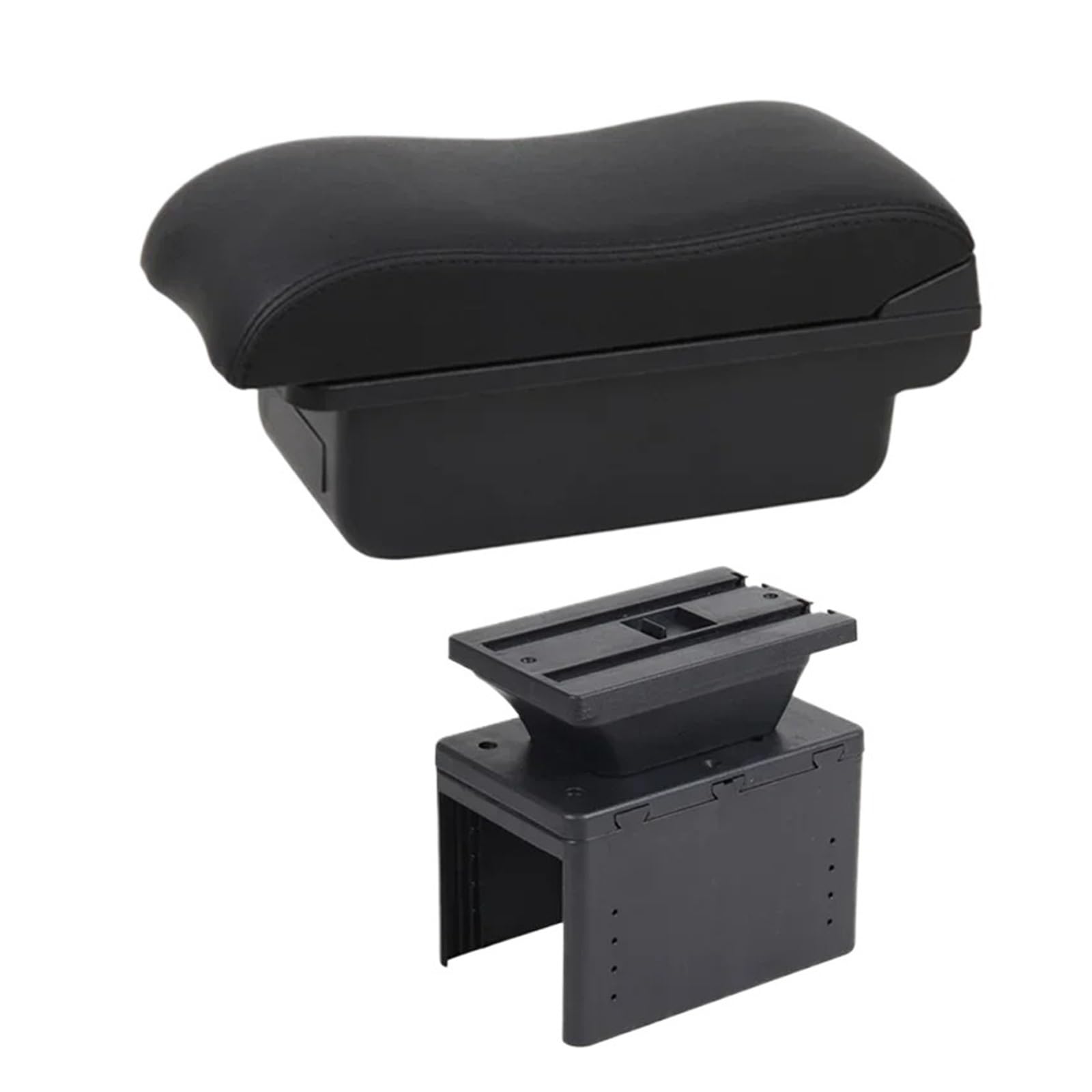 Ggwqoops Car Armrests For Citroen For C3 Armrest Center Storage Box Leather Arm Rest Console USB Led Armrest Box(B2 Black Line)