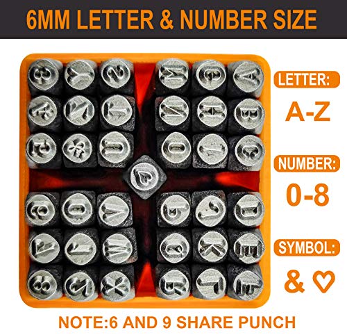 SEKETMAN 37 Pcs Number & Capital Letter Stamp Set 1/8" Square Shank Fit for Imprinting Metal, Plastic, Wood, Leather - Thumbnail 3