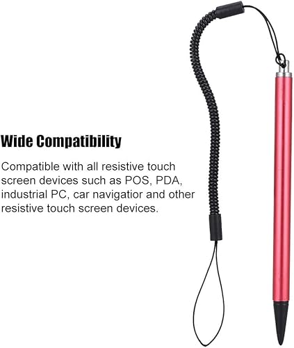 Miniatura 3 de Lápiz táctil universal, lápiz táctil negroplatarojo resistivo POS PDA Navigator Tablet Screen Touch Painting Pen con cuerda de resorte colgante