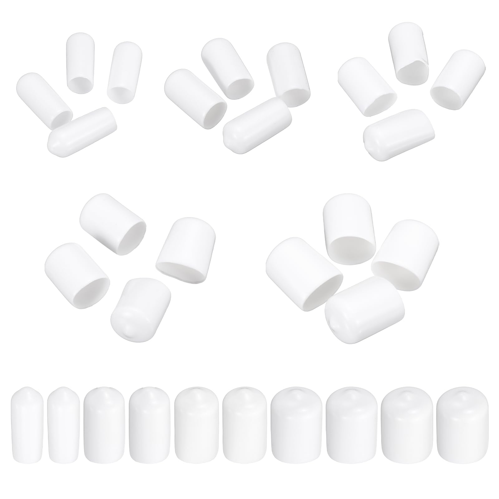 MECCANIXITY Round End Protective Caps 1/4" 3/8" 1/2" 5/8" 3/4" White