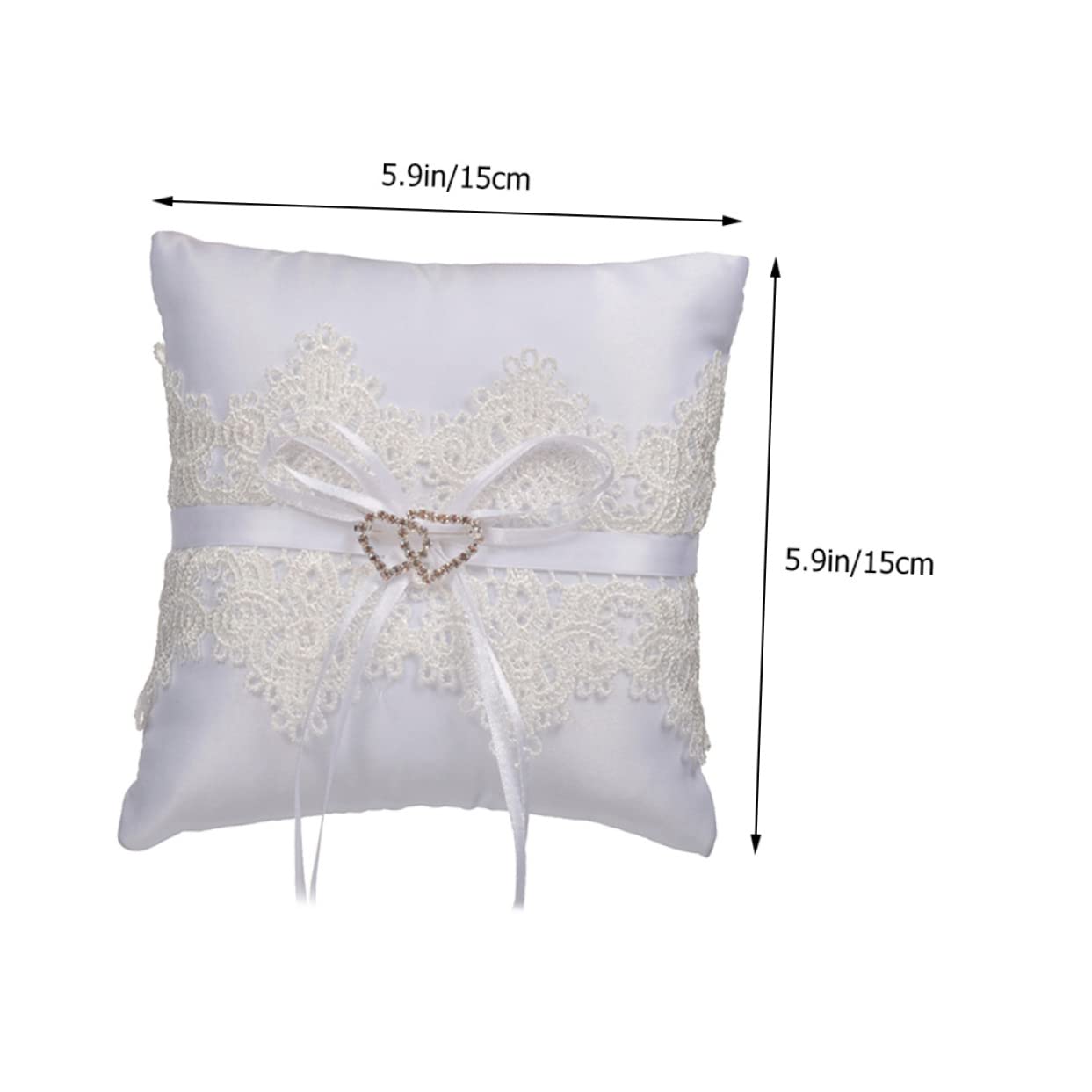Unomor Wedding Pillow Lace Design Elegant Heart Shaped Cushion for Bearer Wedding Decor Engagements and Special Occasions