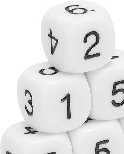 Miniatura 8 de Dados numéricos de 6 caras, 20 dados poliédricos de esquina redonda, dados poliédricos de 0.63 pulgadas para juegos de mesa de enseñanza numérica,