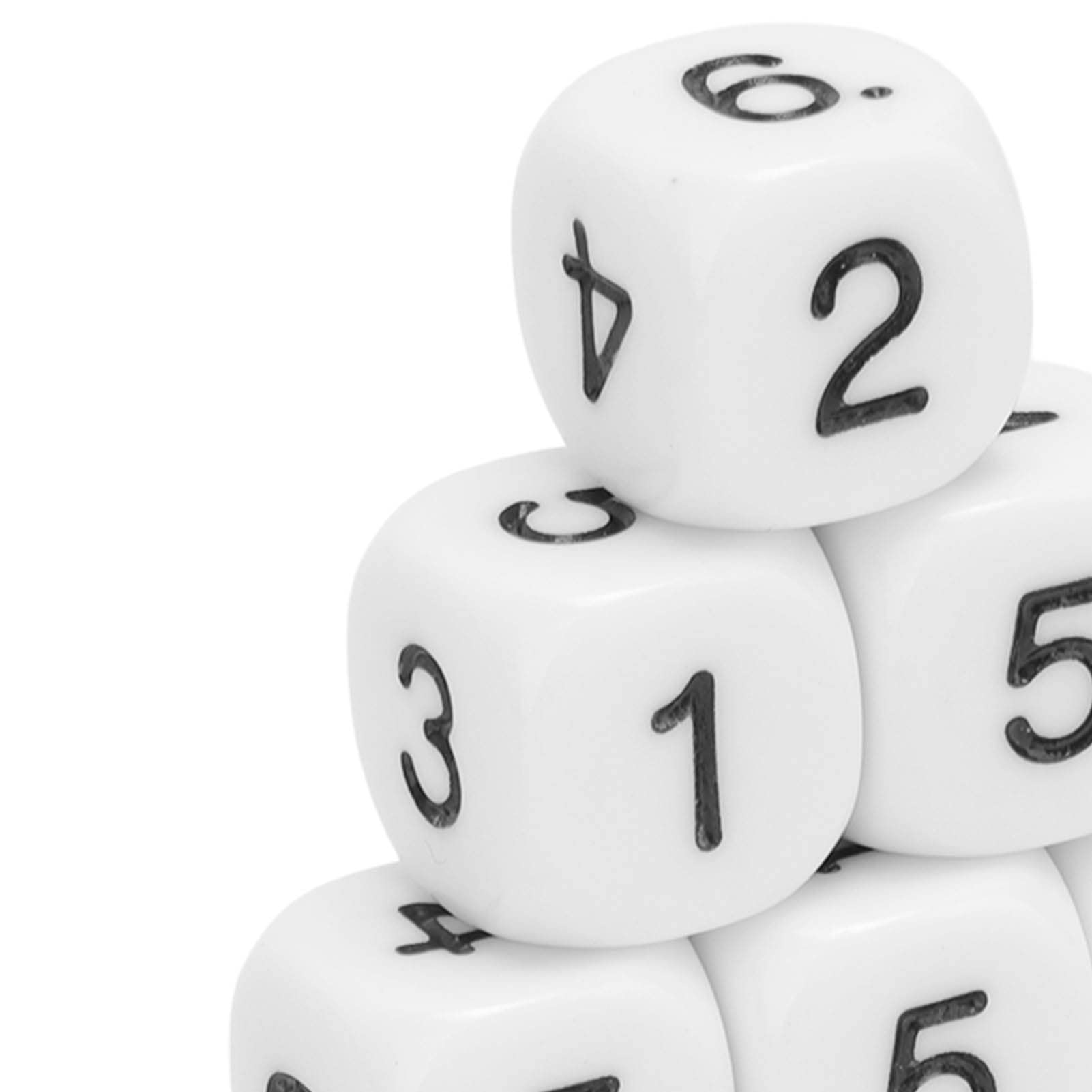 Set di 20 dadi a sei facce da 16 mm |Dadi numerici in plastica con angoli arrotondati per giochi di matematica/giochi da tavolo/insegnamento |Dadi poliedrici robusti con (White)