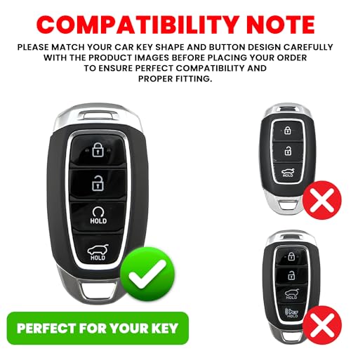 Image of Exclusive Metal Leather Key Cover Compatible with Hyundai Verna 2023 2024 | i20 Facelift N Line N8 Car 4 Button Smart Key Special Feature Visible in Low-Light Condition