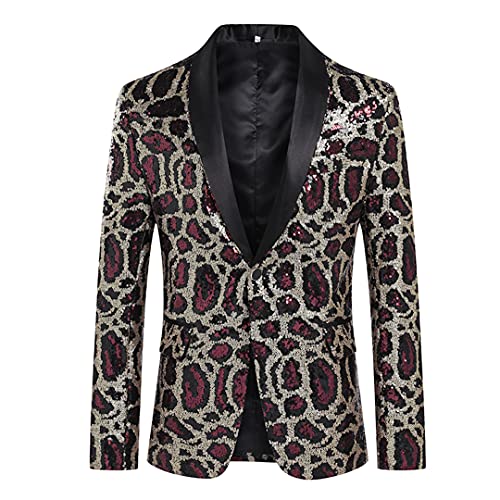 Men's Leopard Sequin Casual Slim Fit Blazer Wedding &Party Jacket2