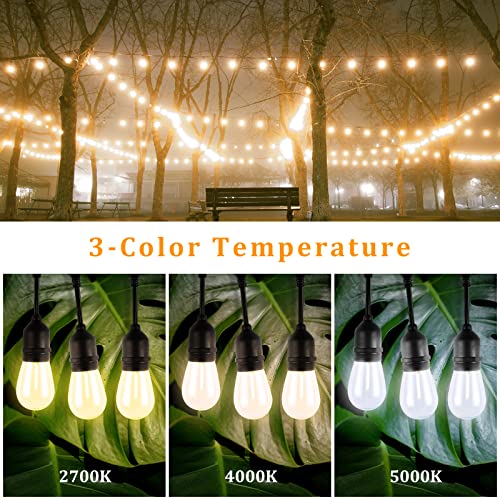 Dott Arts 100FT (2X50FT) Solar String Lights Outdoor Waterproof with Dimmable Remote,3-Color in 1 Outdoor String Lights Solar Power with 2700K-5000K Edison Bulbs,Patio Lights for Outside Backyard - Image 4