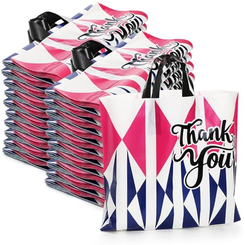 Elsjoy Pacote com 80 sacos de mercadoria Thank You com alças, 5,51 mil 30 x 35,5 cm, sacolas de compras de boutique de agradecimento, bolsa de varejo reutilizável para lembrancinhas de festa, negócios