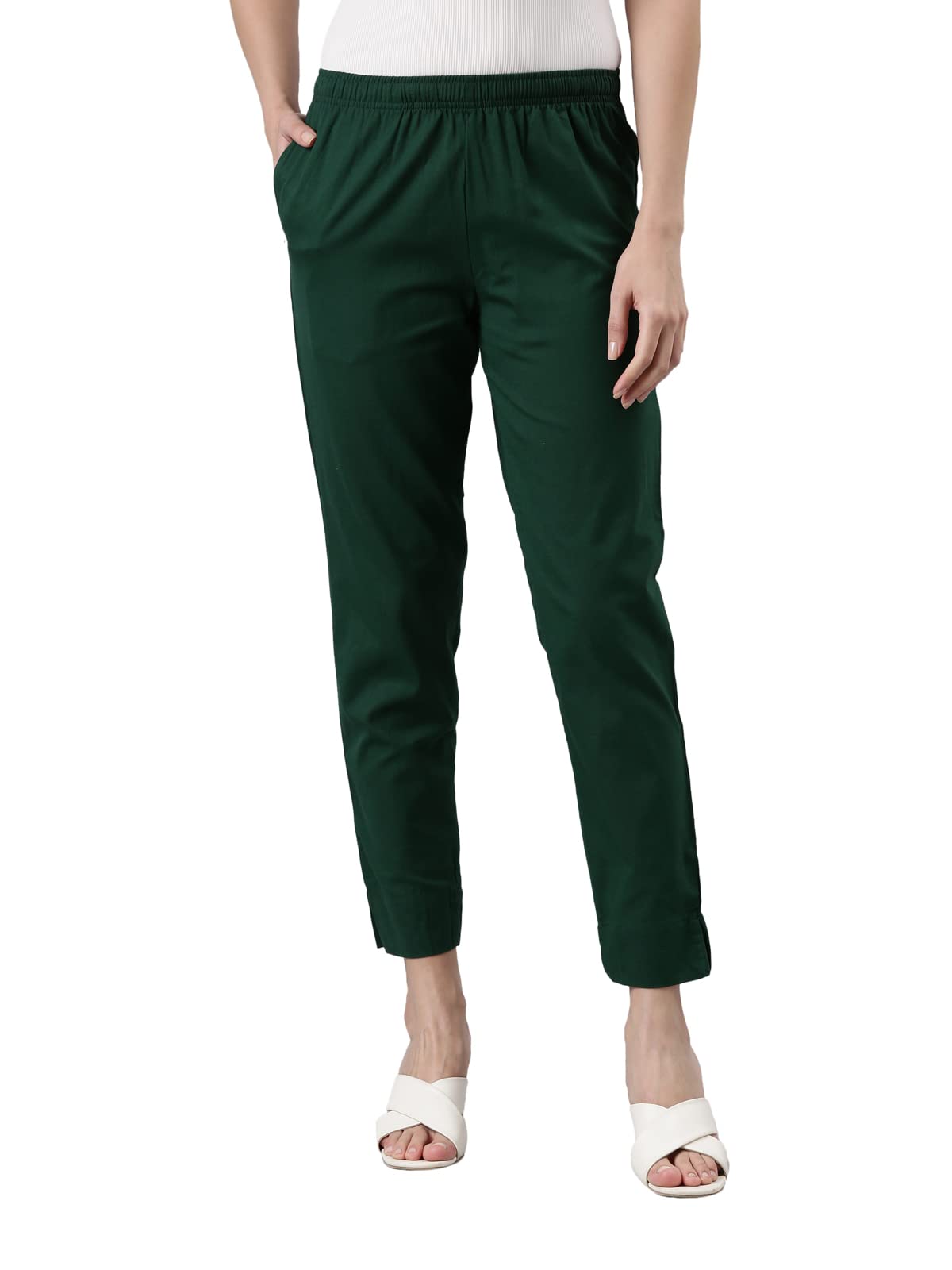 GoColors Women Solid Cotton Pencil Pant