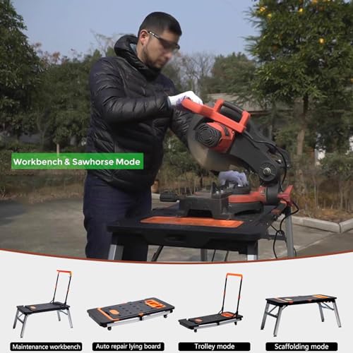 Piattaforma di lavoro multifunzionale in acciaio, design 4 in 1 per logistica, magazzino e autolavaggio, supporta fino a 250 kg