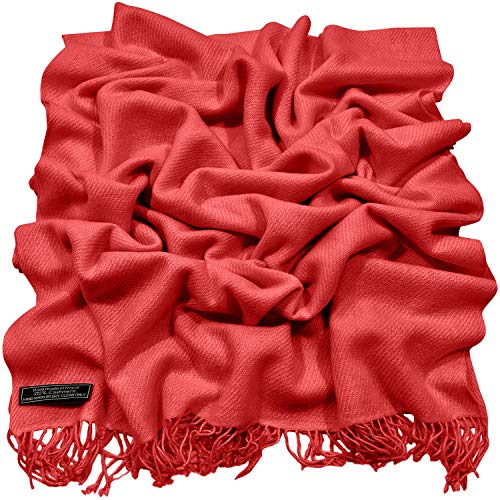 CJ Apparel Red 100% Cashmere Shawl Pashmina Scarf Wrap Stole Head Wrap Hand Made in Nepal New3