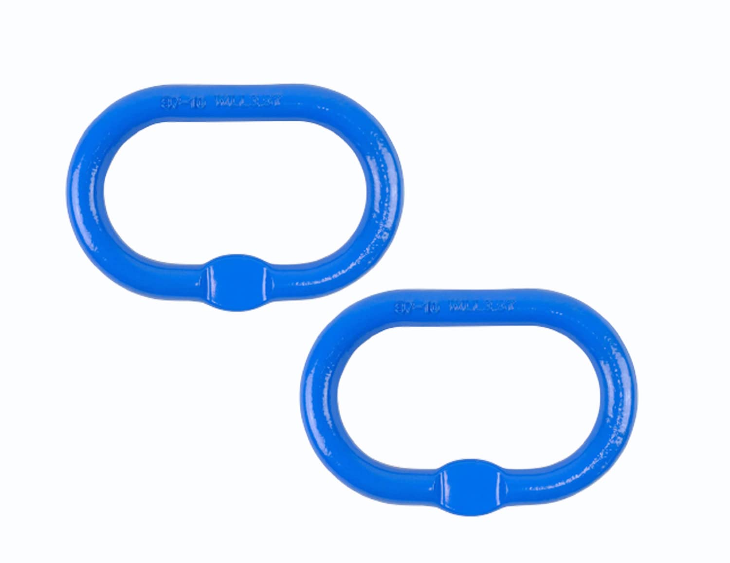 Mytee Products (2 Pack 5/8 Inch Oblong Master Link for Chain & Wire Rope, Grade 100 - WLL 7,700 Lbs (3.5 Tons), Blue - 4:1 Safety Factor - Alloy Steel, Heavy-Duty, Oval Master Link Ring for Lifting