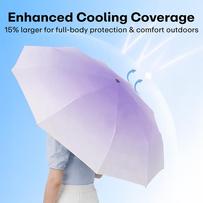 Image of PRIME PICK Gradient Automatic Umbrella - Windproof and UV-Resistant Foldable Umbrella with One-Button Auto Open Close, Sturdy Frame, Compact and Travel-Friendly