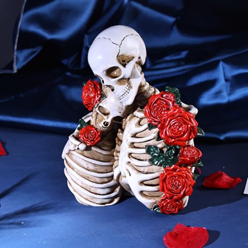 Figuras de pareja esqueleto decoración Halloween resina miniatura 3