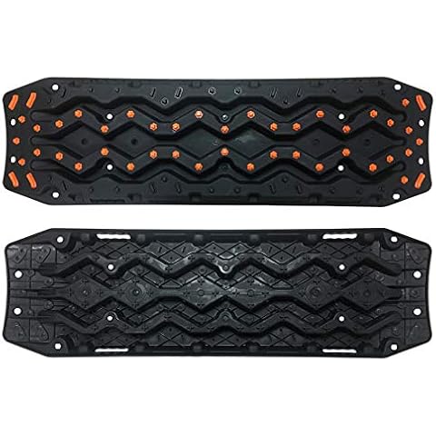 CStern Recovery Board Recovery Traction Tracks Mat Emergency Rescue Tire Ladder for Sand, Snow, Mud, Trapped Vehicle Self-help 2 Pcs Black Cover