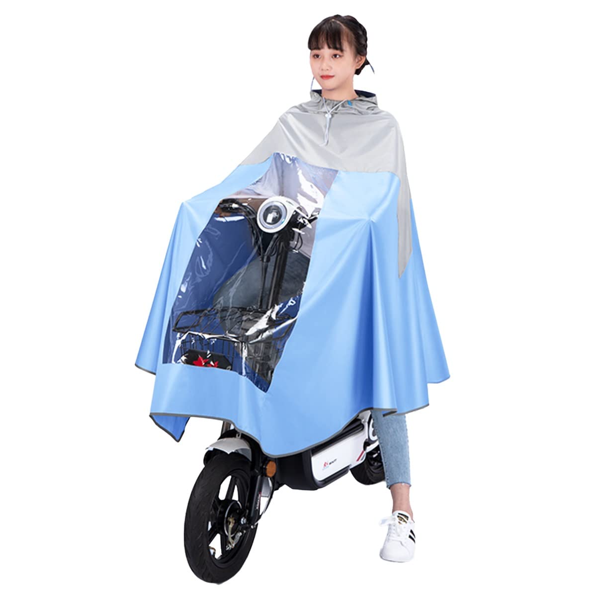 Wodoodporny rowerowy płaszcz przeciwdeszczowy, ponczo przeciwdeszczowe z kapturem, wiatroszczelna peleryna przeciwdeszczowa unisex, na rower, rower elektryczny, motocykl, osłonę przeciwpyłową na hula