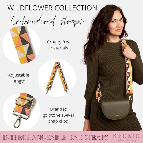 KEDZIE Embroidered Interchangeable Bag Straps Adjustable Length 55” Handbag Purse 2-inch Wide Guitar Style Crossbody Strap2