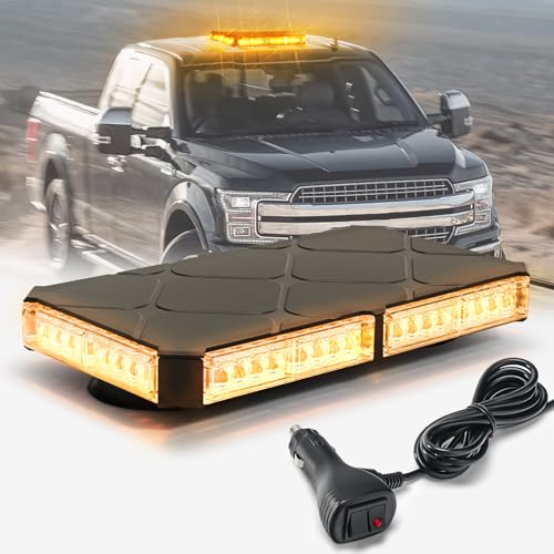 Image of Amber Rooftop Magnetic Strobe Lights for Trucks, Beacon Warning Caution Light for Vehicles Car