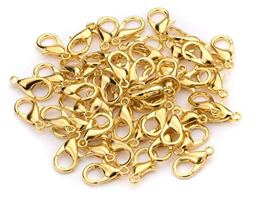 Image of Jewellery Making Lobster Clasps Claw Hooks for Necklace and Bracelet Golden /Findings Fasteners -Pack of 50 Pieces by Gulab's Tools, Brass, Metal