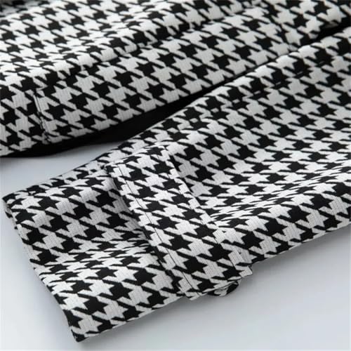 Alloaone Women Houndstooth Long Sleeve Belted High Street Outwear Coat3