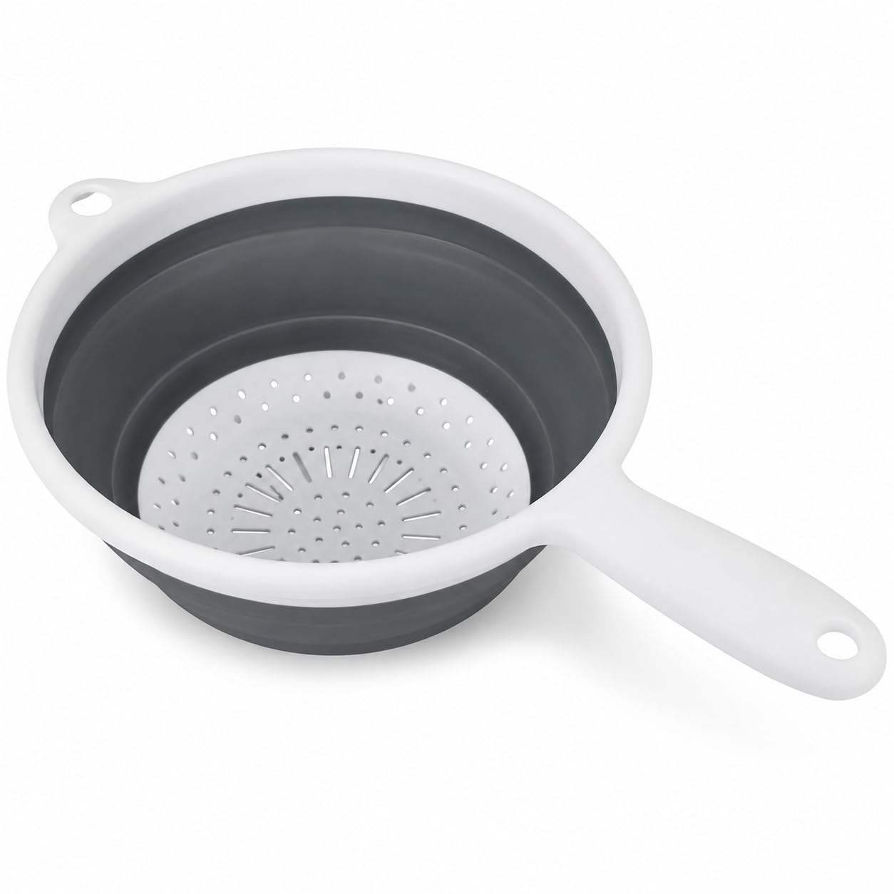 20cm Collapsible Colander with Handle, Kitchen Strainer, Grey & White