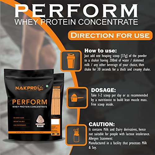 Image of NAKPRO NUTRITION Perform Whey Protein Concentrate | 2kg Chocolate-Cream | 24g Protein, Trustified Certified