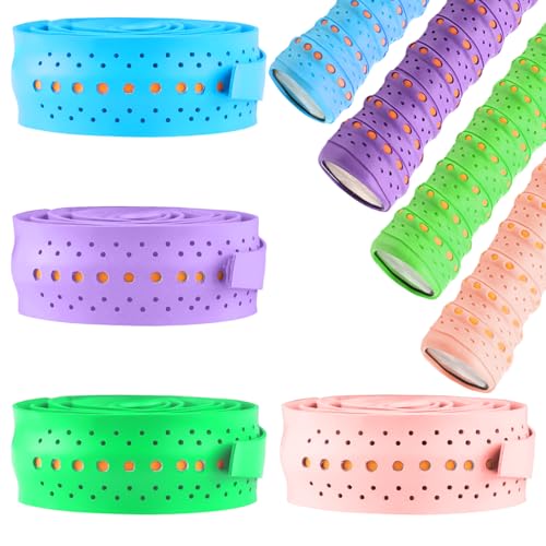 Prmape 4 Pezzi Nastro Overgrip Autoadesivo, Grip Racchetta Tennis, Overgrip Padel, Antiscivolo Racket Grip per Racchette da Badminton, Racchetta da Tennis