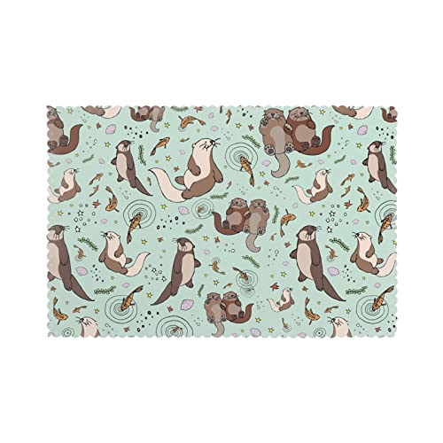 Otters Printed Placemats 6-Piece Set Of Insulated Non-Slip Table Mats Washable For Kitchen Table Decoration (12 X 18 Inches) #TOP7