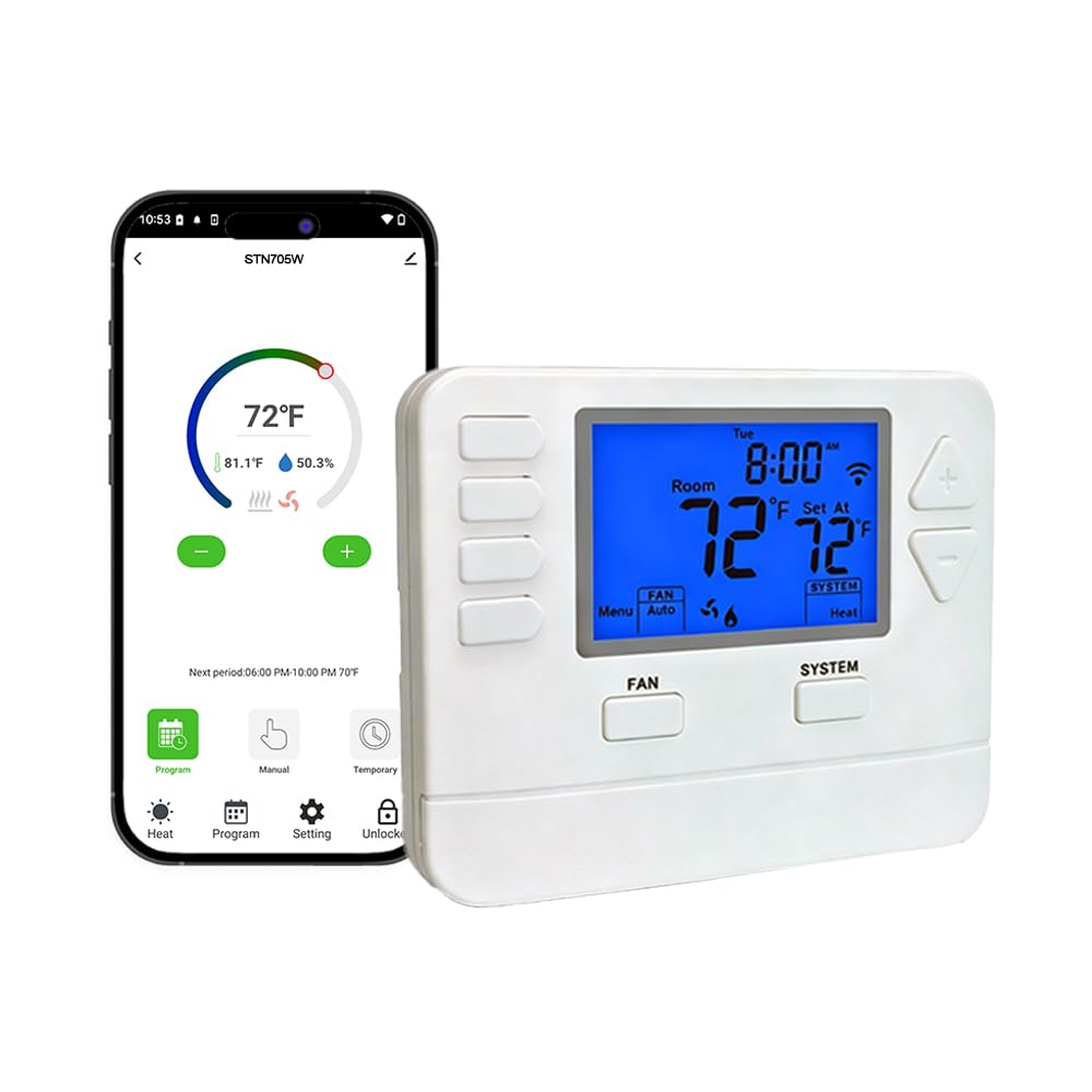 Smart WiFi Thermostat for Home with App Remote Control, Advanced Programmable Regulator for Ultimate Comfort, Supporting 7-Day, 5-1-1 Day, or Non-Programmable Modes.