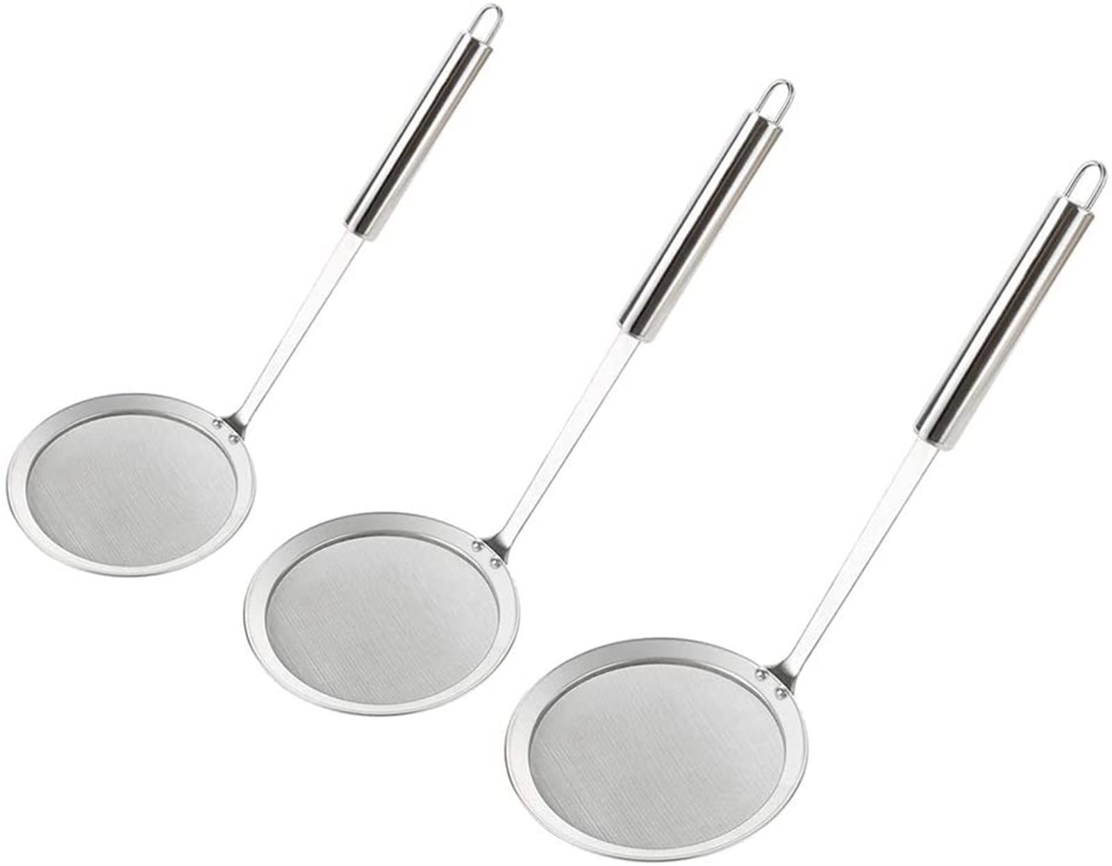 Colador colador tamices para cocinar utensilios de cocina, colador 3 piezas cuchara de espumadera de acero inoxidable con asa olla caliente colador de malla cucharón cocina desnatado grasa aceite es