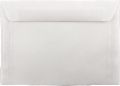 JAM PAPER Sobres para folletos de 7 12" x 10 12" - Vellum translúcido transparente - 50 unidades
