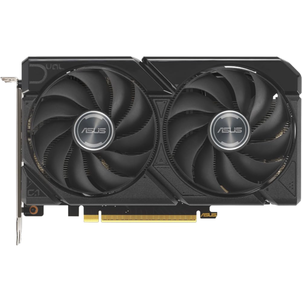 ASUS Dual AMD Radeon RX 9060, 8G GDDR6 Graphics Card, 128 Bit, PCIe 5.0, 1 HDMI 2.1, 2 DisplayPort 2.1, 2.5 Design, Axial-Tech Fan, 0dB Technology, GPU Tweak III, Black, DUAL-RX9060-8G
