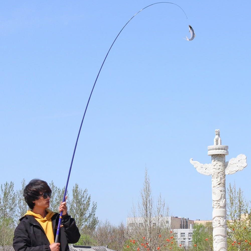 Caña de pescar telescópica de fibra de carbono de 2 7 m, equipo de pesca ligero para un fácil transporte, adecuada para ríos y lagos