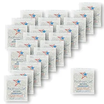 PackFreshUSA: 5 Gram Premium Food-Safe Desiccants - Non-Toxic - Reusable - Long-Term Storage - Moisture Absorber 50 Pack