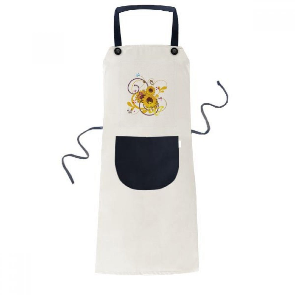 Tablier tournesol noir 70x67cm avec poche pour cuisine et bavoir