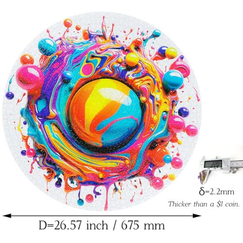 Bgraamiens Paint Splashes - Rompecabezas imposible colorido degradado de 1000 piezas para adultos, desafío difícil miniatura 6