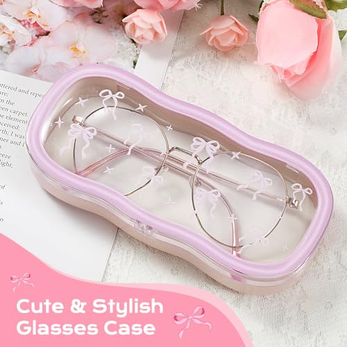 Image of MoKo Glasses Case Hard Shell, Cute Eyeglass Case for Reading Glasses, Clear Eyeglasses Case for Women Girls