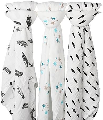 WBZ Baby Muslin Swaddle Breathable Multi-use Blanket,Safebet 100% Cotton, for Shower, Unisex Large 47"x47" inchs (3 Pack)