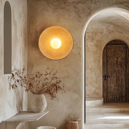 Image of 2 Pack Retro Japanese Wall Sconce, Wabi-Sabi Style Resin Wall Lamps G4 Warm Light Home Decor Wall Lights Bedside Art Wall Light Fixtures for Bedroom, Living Room, Dining Room