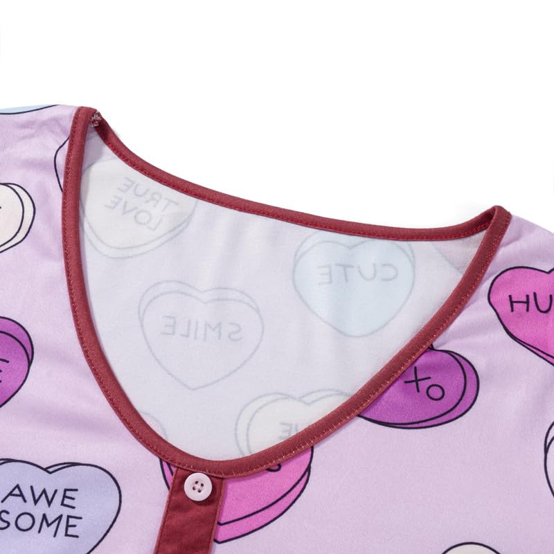 Seyurigaoka Mommy and Me Valentin's Day Pajamas Set Sweet Heart Print Matching Valentin Pjs for Mother Daughter Jammies4